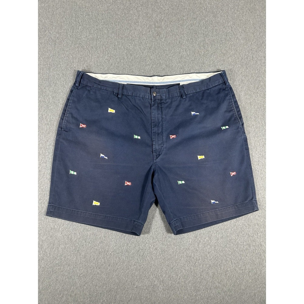 Polo Ralph Lauren Bedford Chino Navy Blue Multi Flag Embroidered Shorts Size 46B
